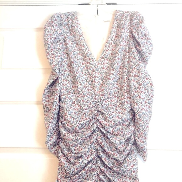 NWT Designer NOTES DU NORD Naya Ruched Midi Dress Flower Symphony 10 MSRP $280 - Picture 4 of 7